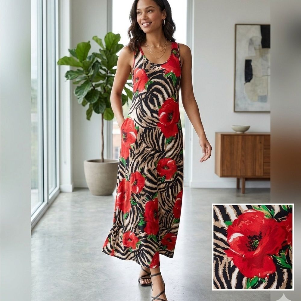 Floral Zebra Print Maxi Dress